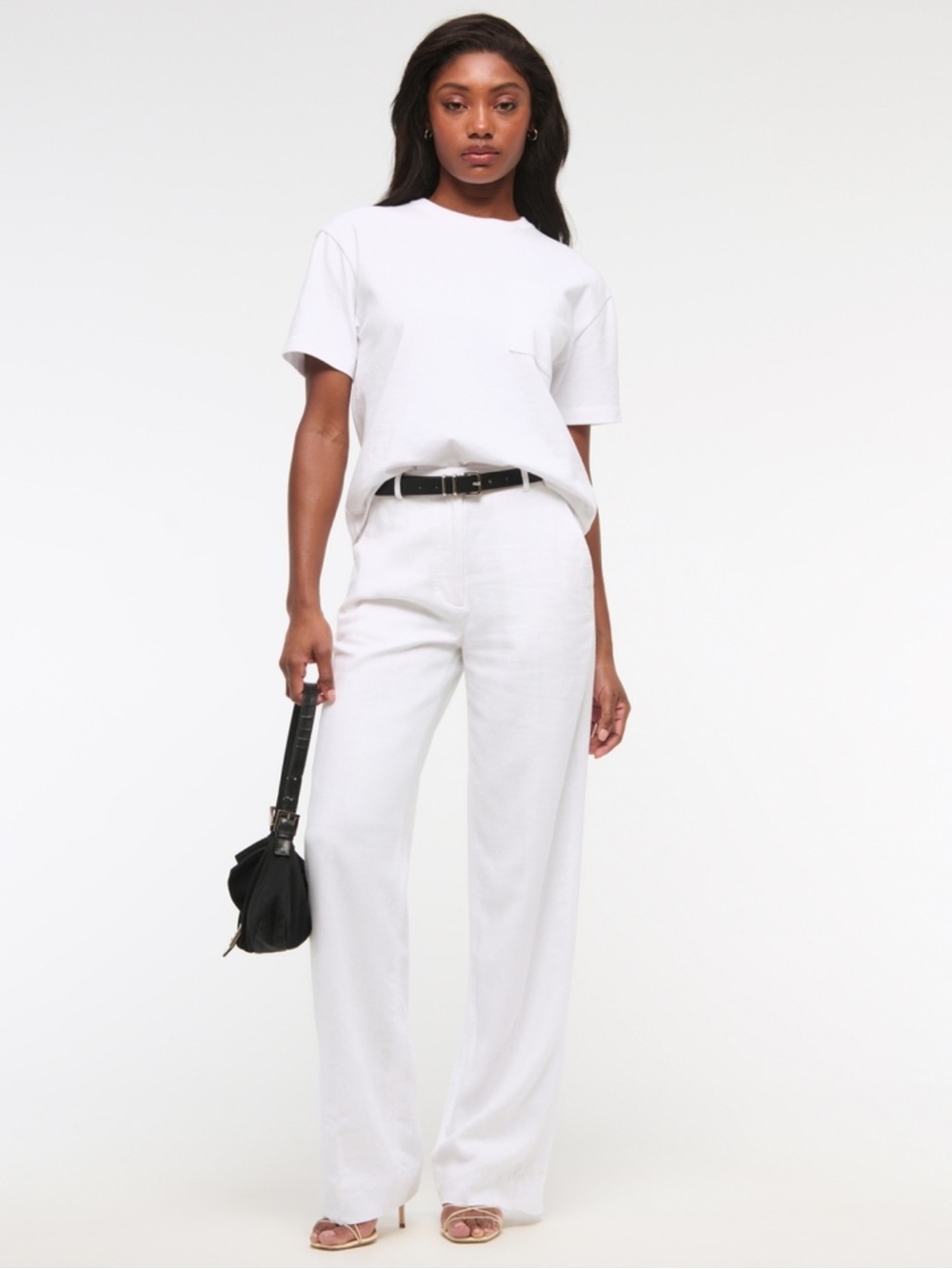 Abercrombie & Fitch White Wide-Leg Trousers